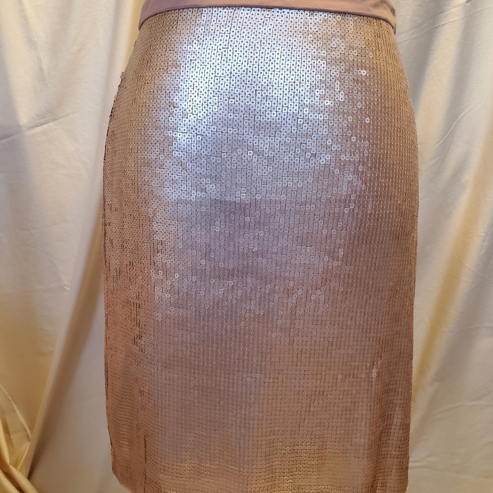 Calvin Klein Champagne Sequined Mini Skirt SZ 2